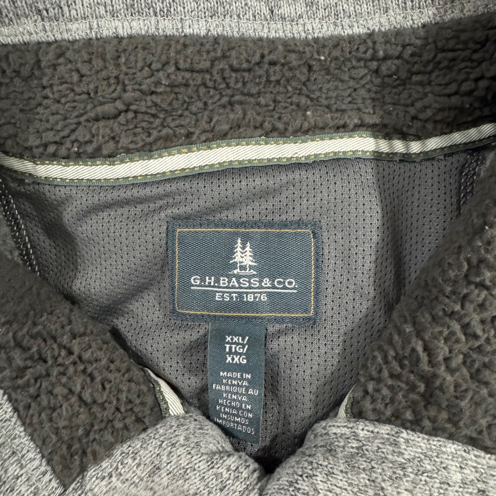 G.H. Bass & Co. Men's XXL Gray Pullover Button Mock Neck Sweater Fleece Layering - Picture 5 of 8